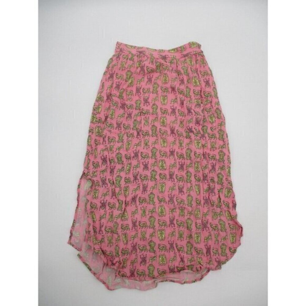 & Other Stories Womens Skirt 2 Pink Yellow Tigress Midi Skirt Animal Print Rayon